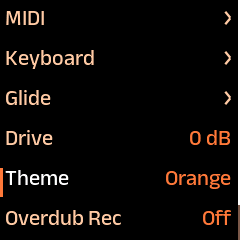 The GLOBE screen with Theme highlighted.